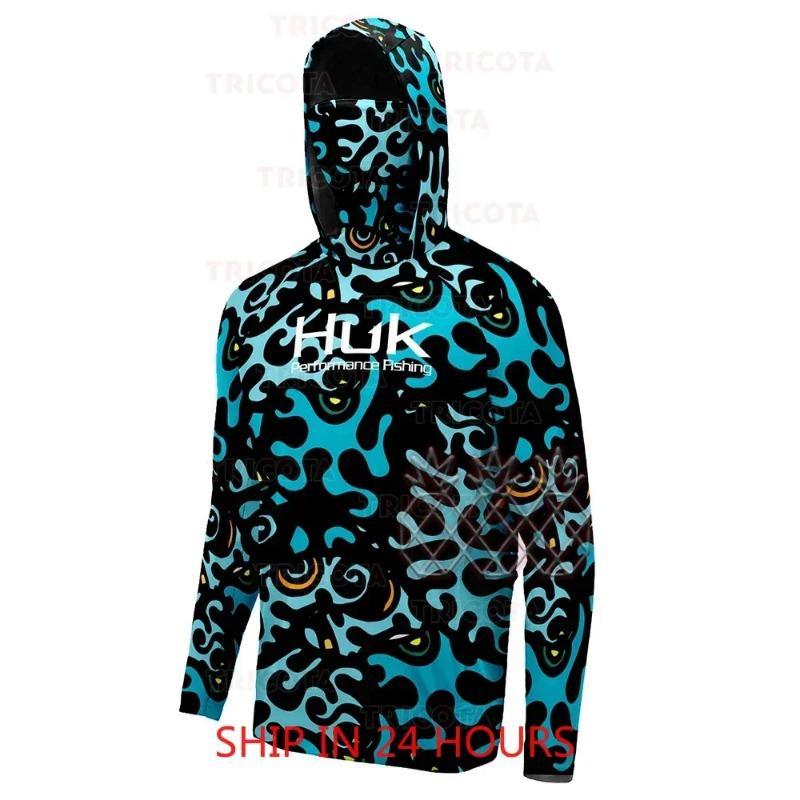 New Fishing Shirts Mask Neck Gaiter Hoodie Clothing Men Long Sleeve Clothes UV Protection Anti Mosquito Fishin