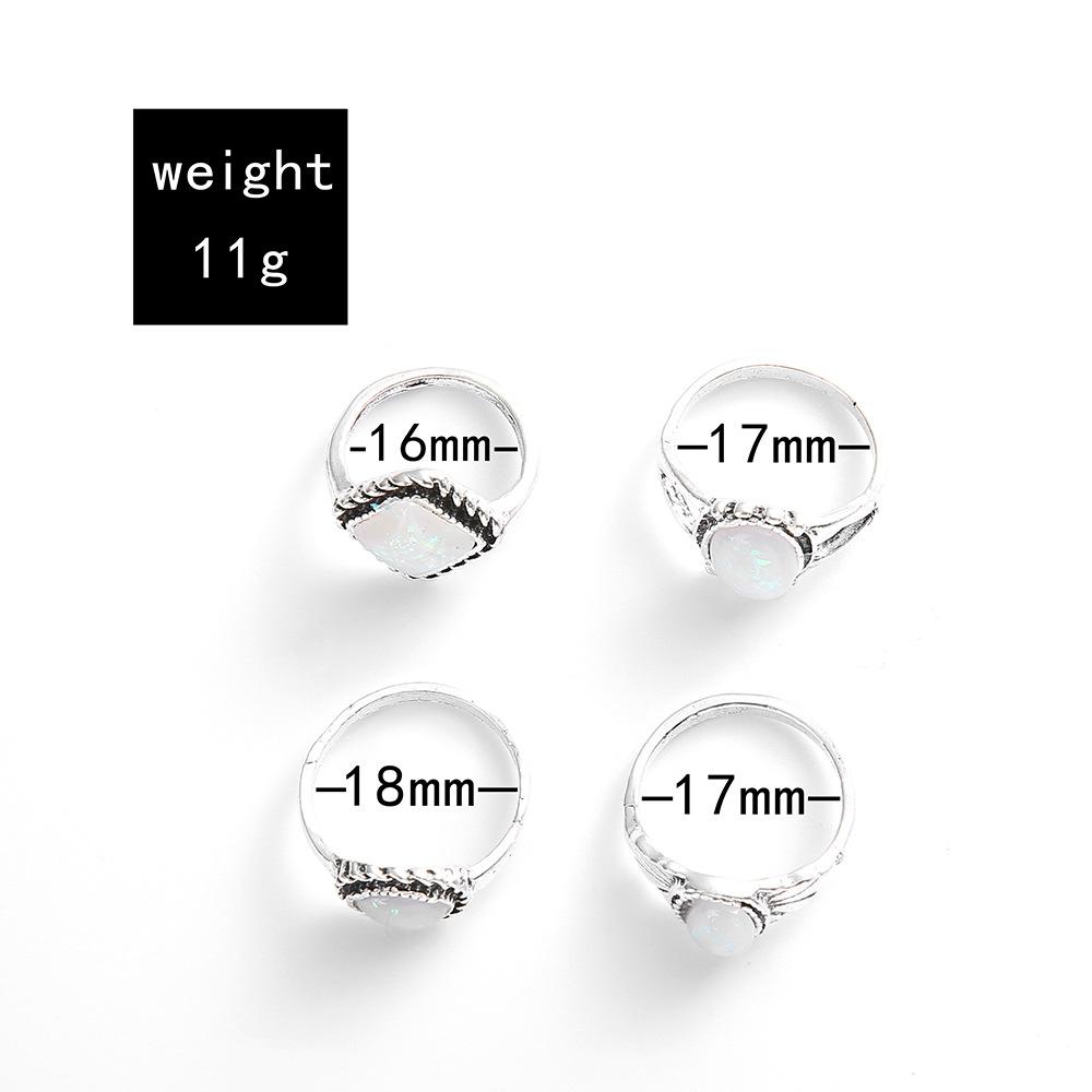Vintage Antik Silber Farbe Ringe Sets Bunte Opal Kristall Stein Schnitzen für Frauen Männer Böhmischen Schmuck Anillos
