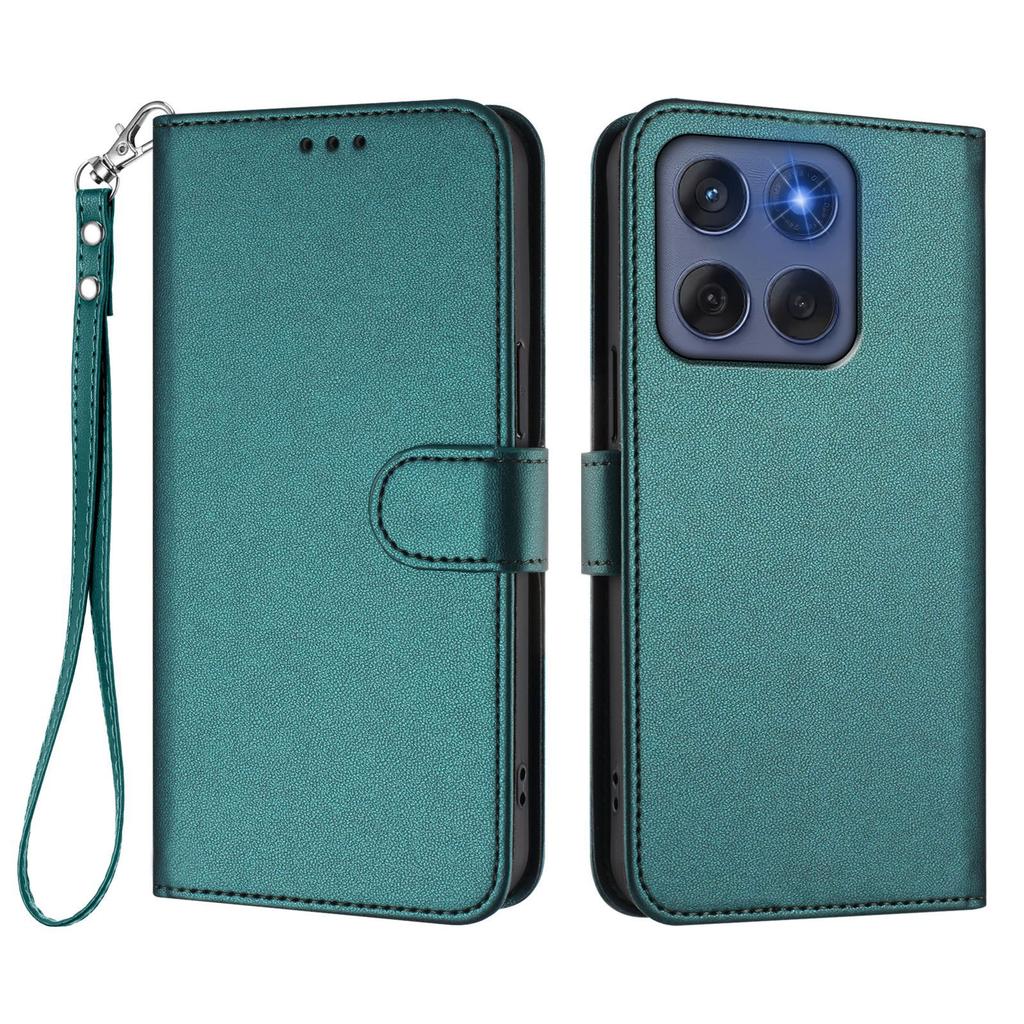 Applicable To Motorola G37 Power Leather Pattern Solid Color Business Hand Rope Leather Case EDGE 2026 Three Card Flip