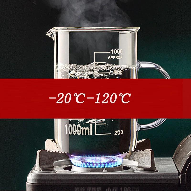 50~1000ml S uchem Odměrka z vysoce borosilikátového skla Průhledná stupnice Kádinka Laboratorní kádinka Kuchyňský pekařský odměrný hrnek