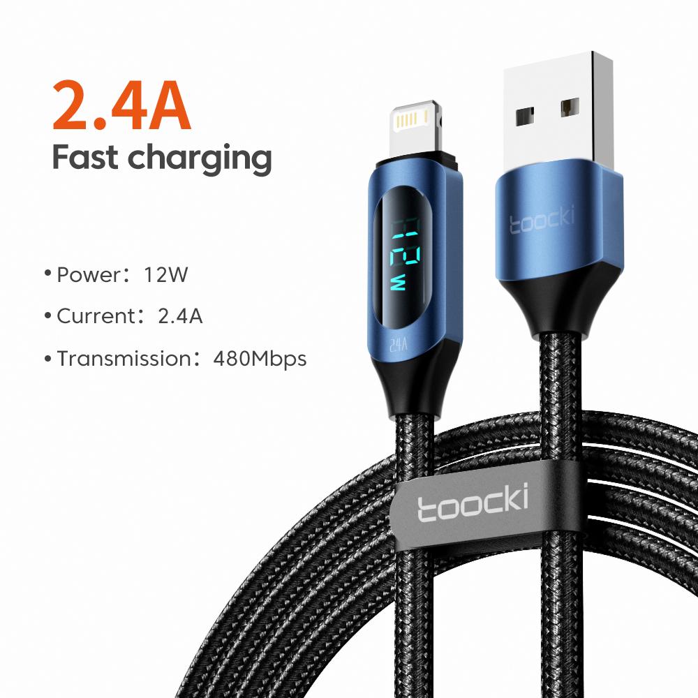 USB Cable To iP Cable for iPhone 14 13 Pro Max LED Digital Display 2.4A Fast Charging Apple Cable for iPad Air Data Cord
