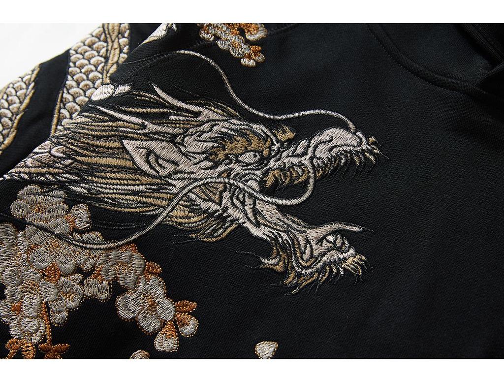 Huaxia Junpin Embroidered Dragon & Phoenix Hoodie - Trendy Couple Sweatshirt, Chinese Style Outerwear