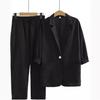 Women's Casual Cotton Linen 2-Piece Autumn Suit: Jacket & Pants Set