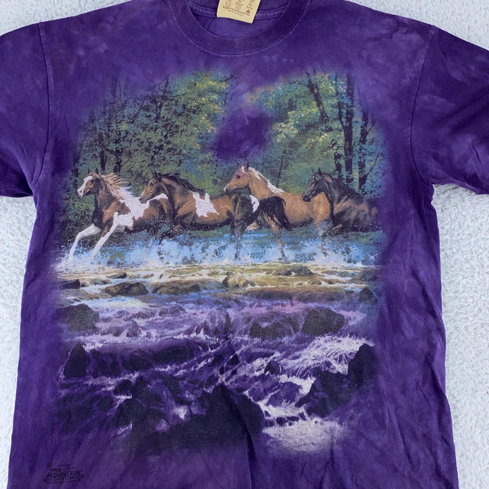 

Vtg The Mountain Shirt Mens Medium Purple Horses Running River Nature Graphic 3XL
