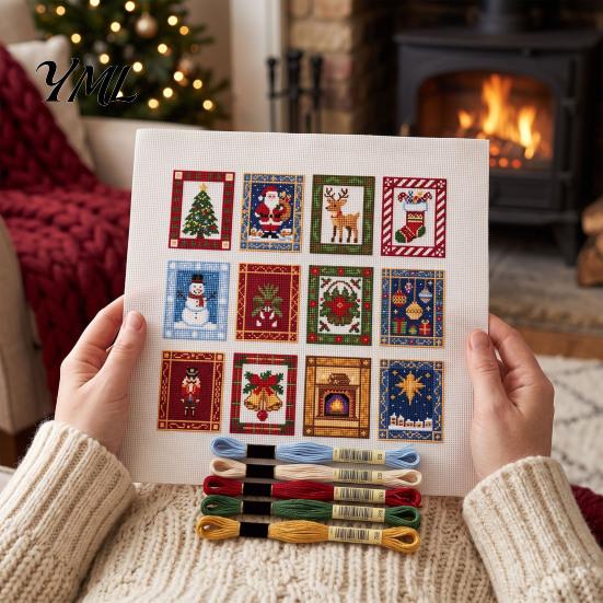 DIY Christmas Ornaments Making Cross Stitch Kit, Winter Holiday Embroidery Xmas Handcraft Kits Tree Craft Kit for Adults, Home Decor Creative