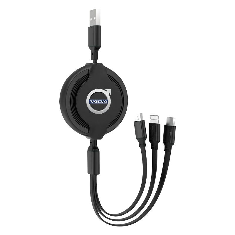 

Car Mounted Telescopic Three In One Mobile Phone Charger Car Accessories For Volvo XC90 XC60 XC70 XC40 V90 V60 V40 C70 C30 S80 чёрный