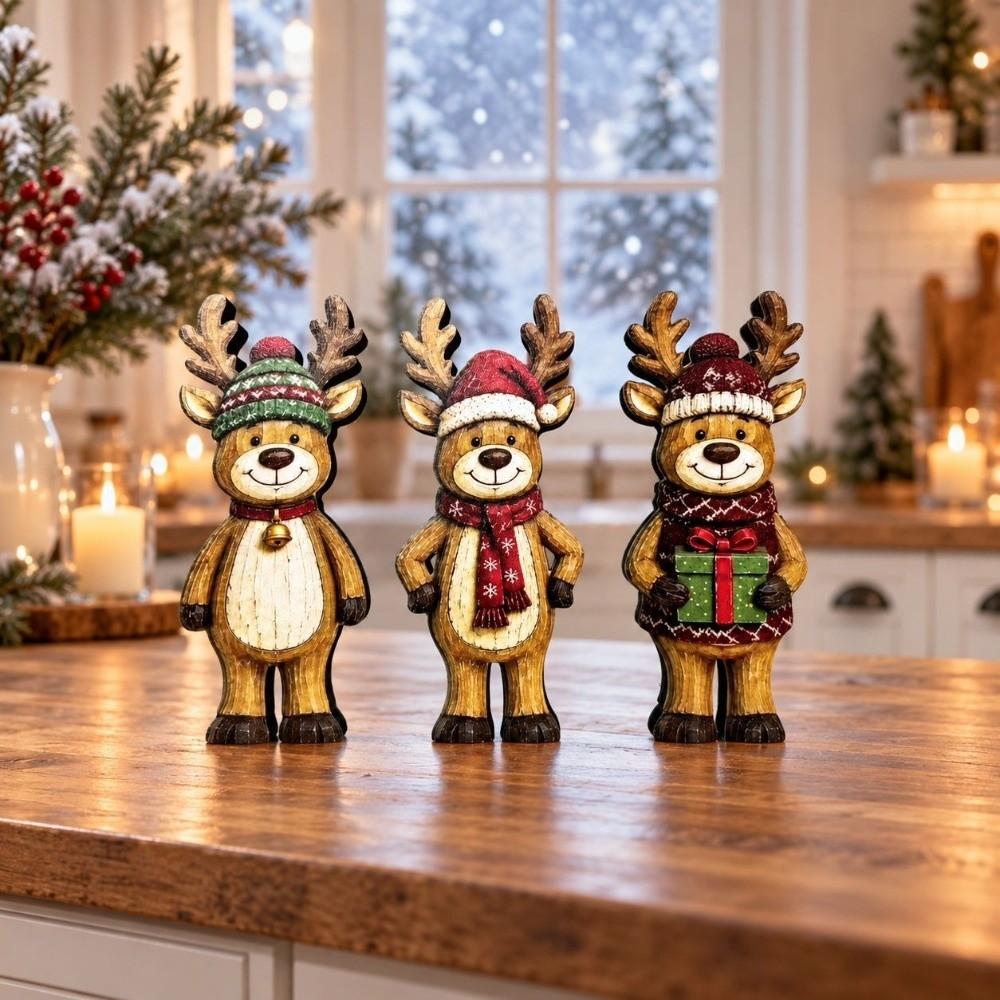 3/4pcs Rustic Farmhouse Style Christmas Snowman Decorations Vintage Holiday Tabletop Decor Gift