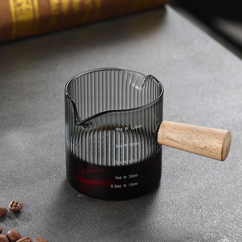 Coffee Extraction Glass Cup with Engraved Measure, High Temperature Resistance, Italian Espresso Oz Cup, Durable, Double Mouth,
