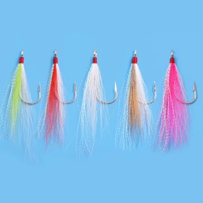 5Pcs Bucktail Teasers Fishing Hooks Stainless Steel Hook And Fishing Plugs Lures Buck Tail Jig Lures Rig For Catfish Bass