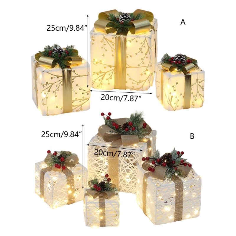 1Set LED Lighted Gift Boxes for Festive Decorations, Powered by Main, LED Lights
