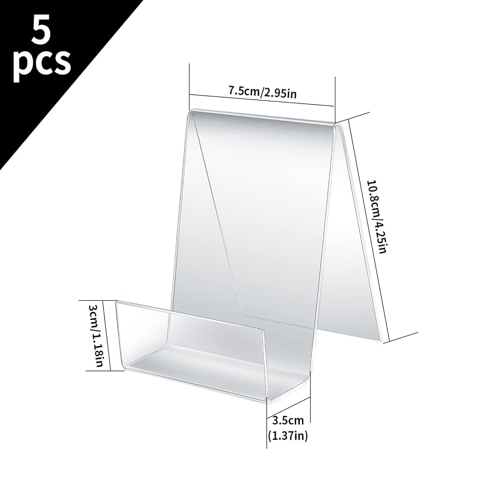 HAODEOO Acrylic Display Stand with Ledge for Books and Cards, Clear Acrylic Book Stand