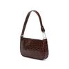 By Far Crocodile Pattern Embossed Zipper Closure Leather Mahjong Bag Handheld Shoulder Bag Women bags Brown 22PFRCLSSEQCCEMED