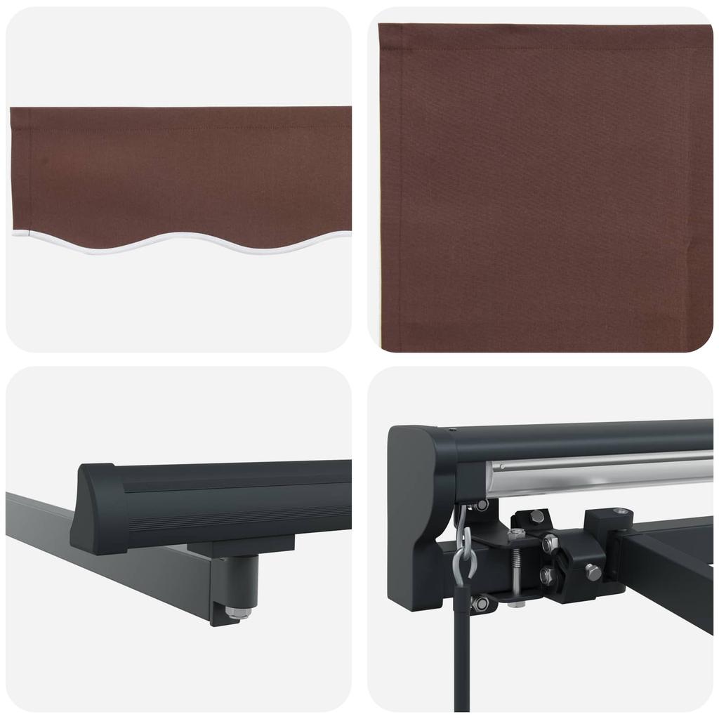 Retractable Awning Frame Brown 300 x 250 cm Polyester with PU Coating
