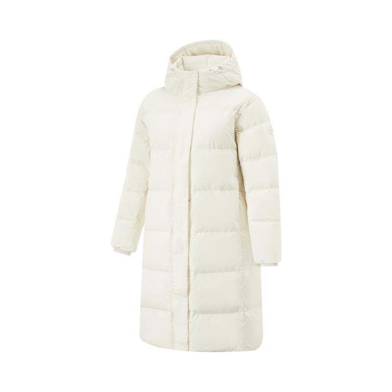 Li-Ning Fitness Series Sports Casual Hooded Simple Zipper Solid Color Down Jacket Women outerwear White AYMU528-1