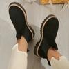 Large Size Women'S Shoes Autumn And Winter Suede Round Head Square Heel Medium Heel Chelsea Short Women'S Boots