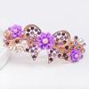 Clip de Primavera de Circonita Blanca Flor de Pedrería Brillante Clip Superior Clip Horizontal Elegante Adorno para el Cabello de Moda para Madres