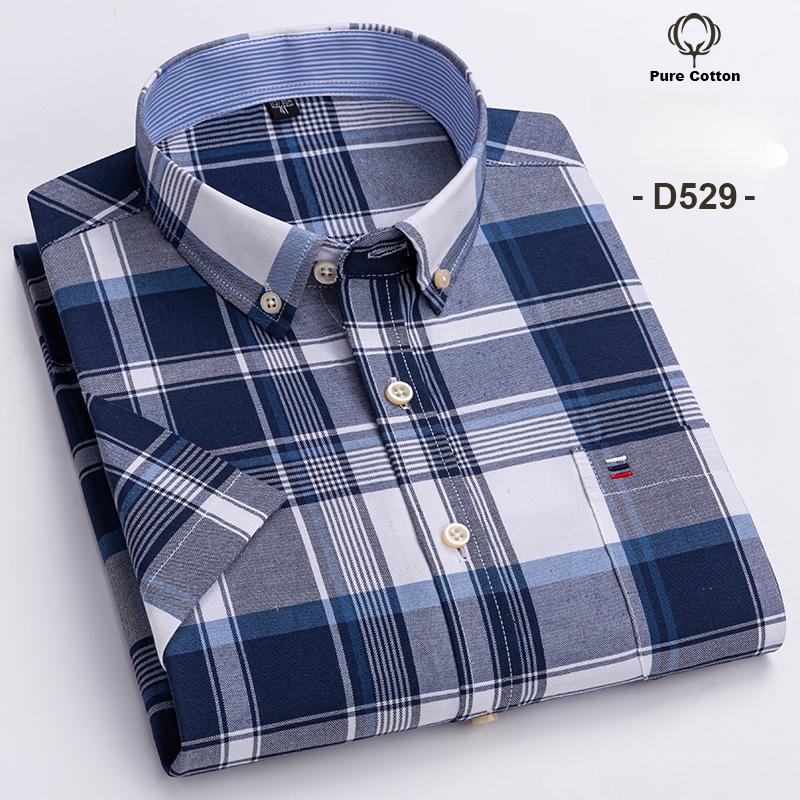 Duży Rozmiar 7XL Letnia Koszula z Krótkim Rękawem 100% Bawełna Koszule dla Mężczyzn Biała Kratka Paski Społeczna Slim Fit Formalne Ubrania Biznesowe
