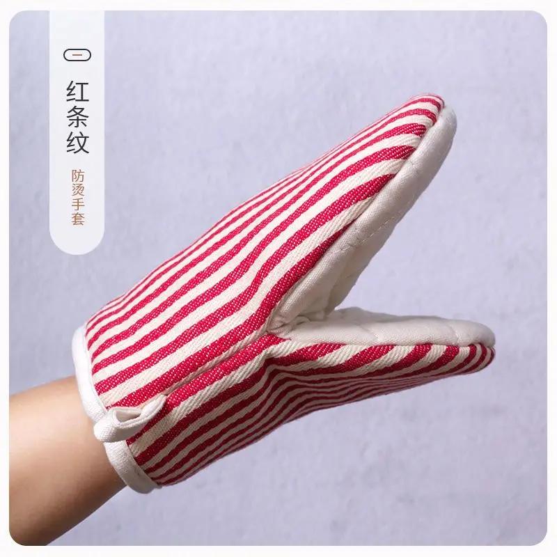1 Stück Gestreifte Einfache Haushaltsküche Ofenhandschuhe Hohe Temperaturbeständigkeit Mikrowellenhandschuhe Dick Anti-Verbrühung Backhandschuh
