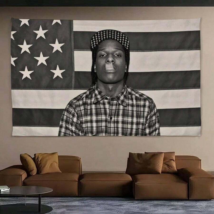

Tapestry rapper a asap r rocky 75x100 чёрный