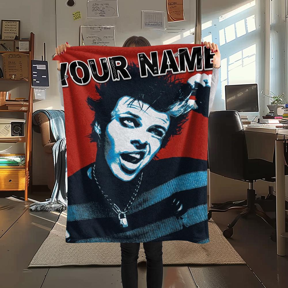 1PC Custom Name Yungblud Patterned Flannel Blanket Suitable For All Seasons for Home Decor Warmth and Comfort Gifts Holiday Present