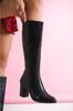 Women Modern Stylish Fashion Boots Boots Women Long Zippered Stone Detailed Skin Boots