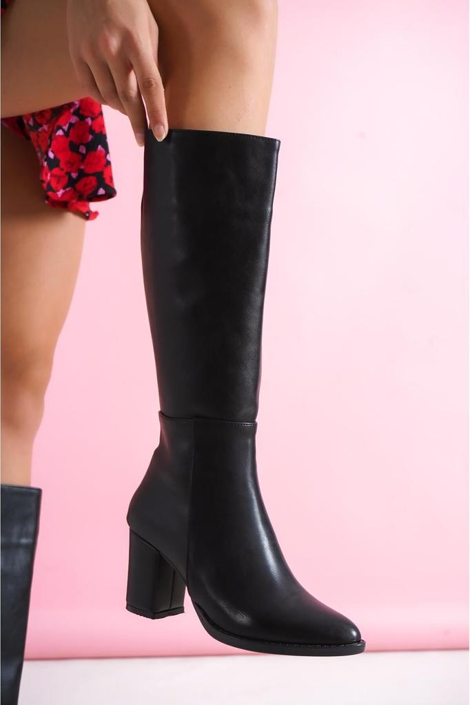 Women Modern Stylish Fashion Boots Boots Women Long Zippered Stone Detailed Skin Boots