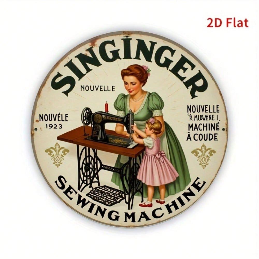 Vintage Singer Sewing Machine Metal Wall Art Retro Tin Sign Home Decor