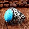 Vintage Collection, Turquoise Alloy Men'S Ring, Street Trend Ring