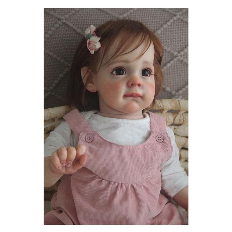 55CM Realistyczna Lalka Reborn Dziewczynka Ręcznie Ukorzenione Włosy i 3D Ręcznie Malowany Odcień Skóry Realistyczna Kolekcjonerska Lalka Winylowa na Prezent