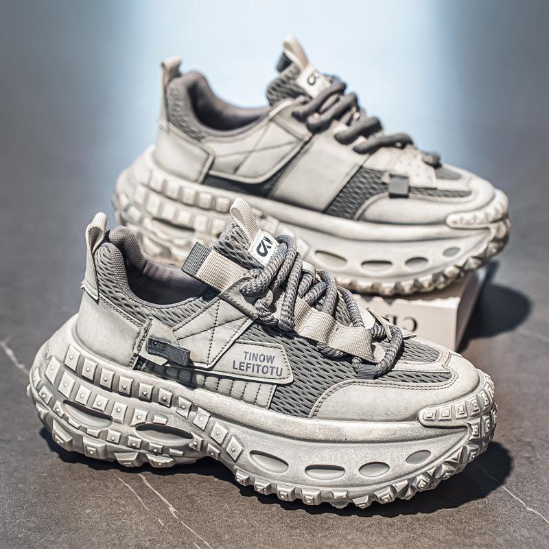 Winter high-top high-end running leather surface waterproof and non-slip sports casual height-increasing dad shoes