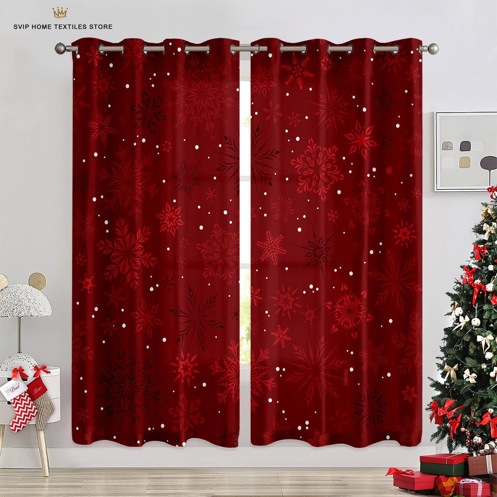 3D Cartoon Christmas Elk Christmas Tree Curtains 2 Panels Deluxe Living Room Bedroom Balcony Kitchen Kids Room Decor Curtains