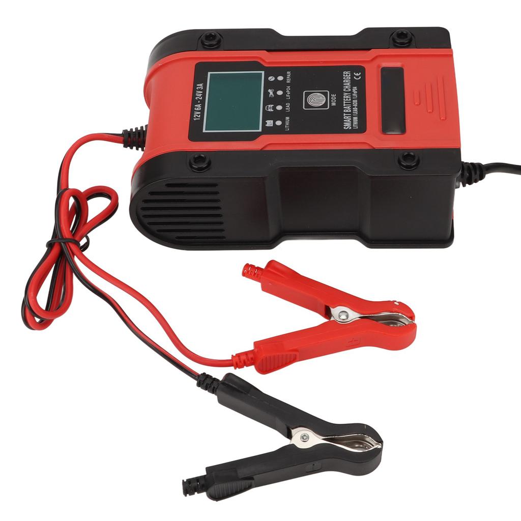 Smart Battery Charger Wear Resistant ABS Shell 7 Charging Stages Automatic Battery Charger AC 100‑240V EU Plug
