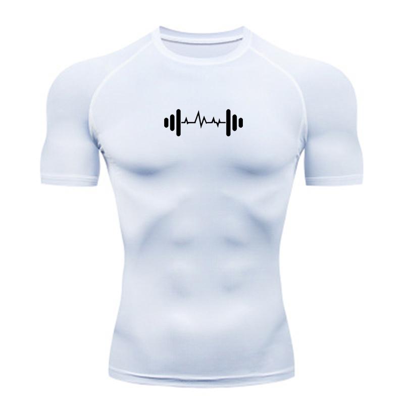 Men's Compression Shirt Gym Workout Breathable Sport Quick Dry Fashion Tight Jogging Training Fitness Elasticity Tops Tee Summer T-Shirts