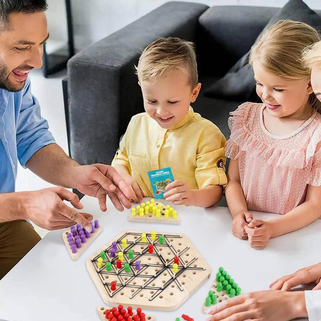Chain Chess Geometry Desktop Game Family Interaction Exercise Thinking Toys Triangle Chess Desktop Game for Kids 2-4 Players