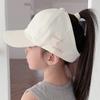 Summer Children Sun Hat Girls Ponytail Duckbill Hats Kids Empty Top Baseball Cap Embroidery Love Baby Sunshade Visors