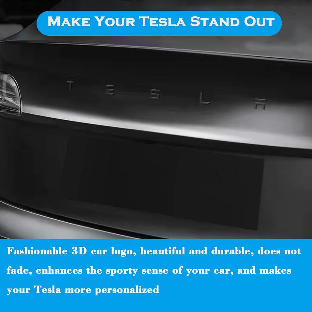 YHCDSEA for Tesla Model 3/Y Tailgate ert Letters Emblems ABS Material Compatible with Model 3 Y S X Series Accessories (Matte Black)