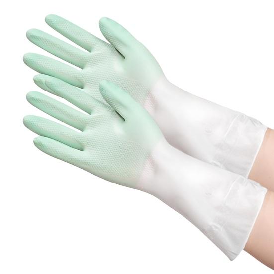1 Pair Household Cleaning Gloves Waterproof Anti-Slip Protective Gloves with Extended Cuffs Dishes Cleaning Kitchen Gloves