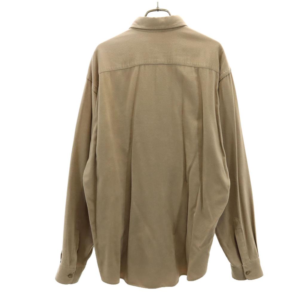 Armani Jeans 90s Made In Italy Old Long Sleeve Flannel Shirt L Beige Men's Used