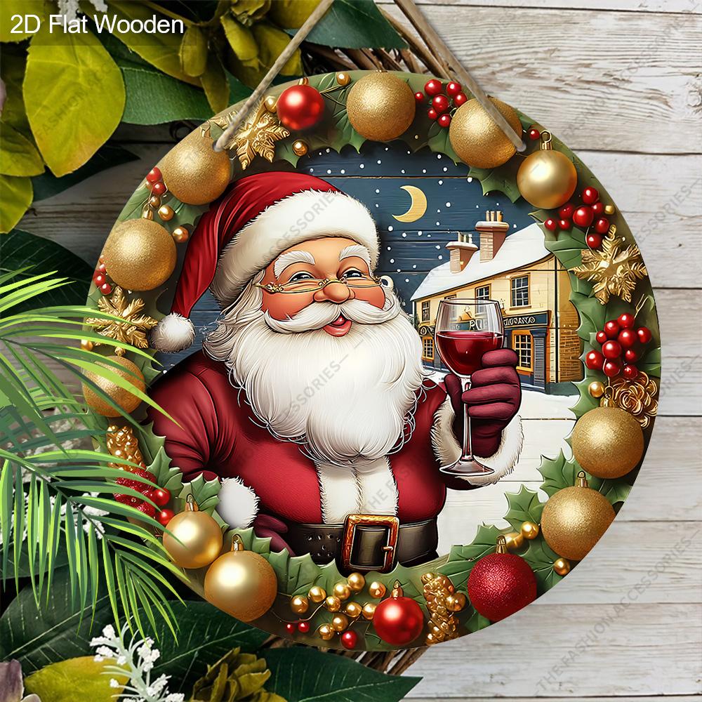 Christmas decoration sign,indoor hanging decorations,wall art,2D flat Wooden products with Santa Claus patterns,Christmas gifts for friends and family