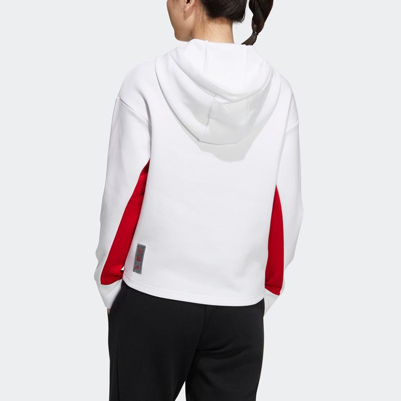 Adidas Cny Hood Sweat Limited Casual Sports Breathable Hoodie White Light Red Women HC2798