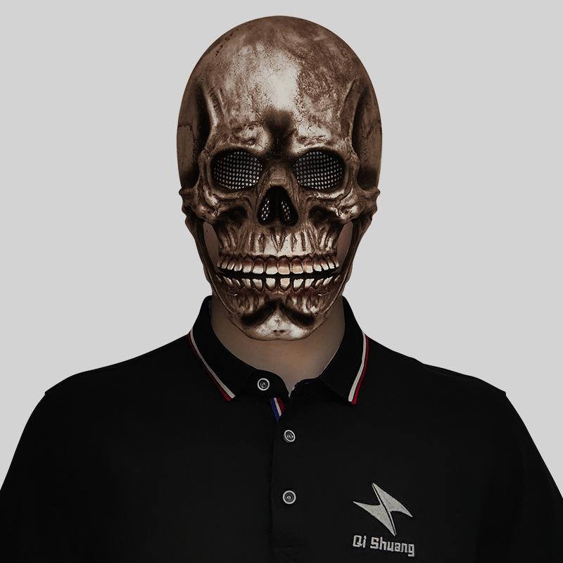Mouth Movable Jaw Skull Hood Mask Masquerade Open Mouth Horror Skeleton Headgear Halloween Party Spoof Props Cosplay Costume