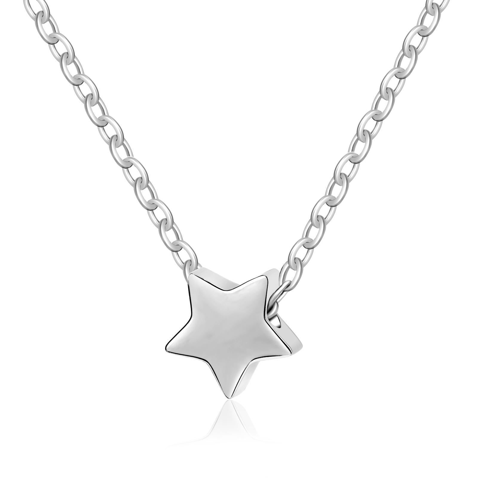 

Exquisite Simple Stainless Steel Star Moon Small Flower Heart Shape Pendant Necklace for Women Friend Zircon Gift Does Not Fade