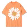 Simple Beautiful Sunflower Prints Washed TShirts Women Cottont Shirts ONeck Oversized Acid Wash Tops Vintage Woman Streetwear