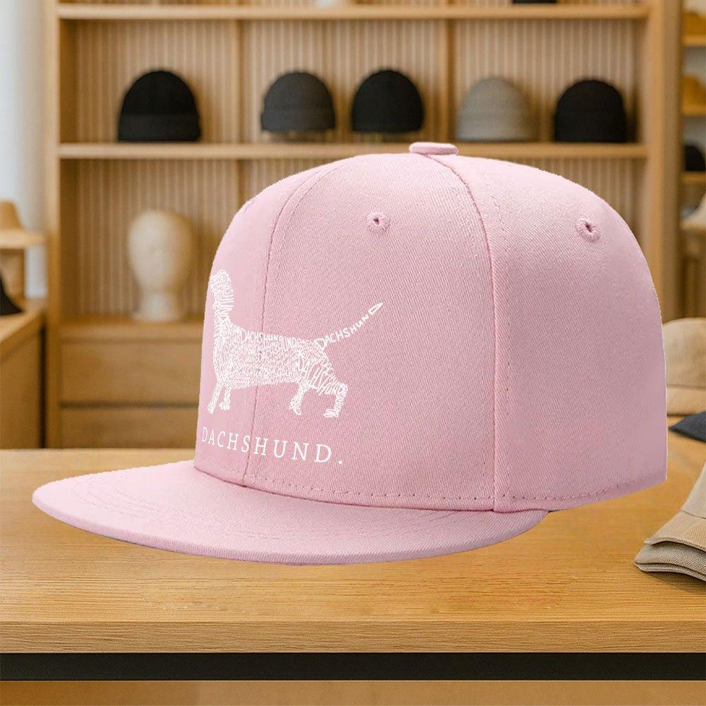 

Dachshund Dog Word Cloud Print Baseball Cap Polyester Flat Brim Snapback Hat Casual Unisex Adjustable One Size