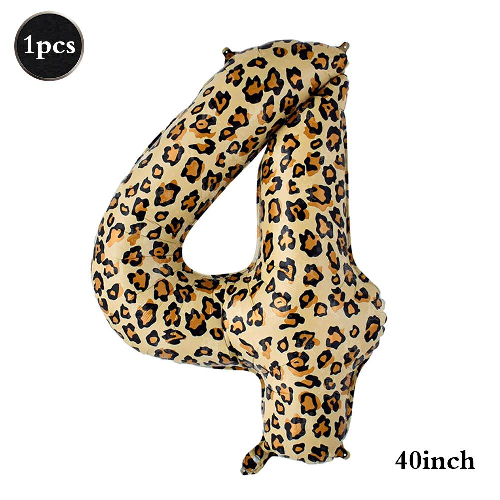 Leopard Print Number Foil Balloons 0-9 Jungle Safari Animal Theme Kids Birthday Party Decorations Baby Shower Helium Toys Globos