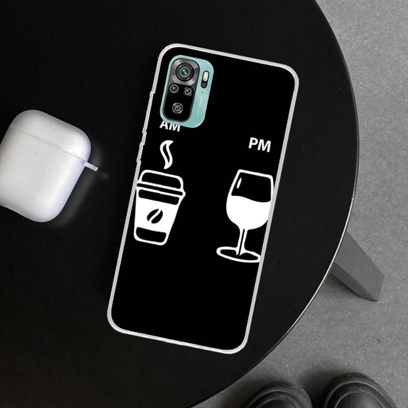 Coffee Wine Cup Phone Case For Xiaomi 12 11T 10 9 Redmi Note 10 10S Pro Redmi 9 9A 8 Transparent Phone Cover