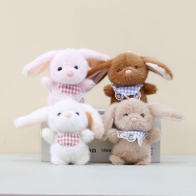 Cute Plush Bunny Pendant Keyring Fluffy Stuffed Animal Decorative Doll For Bags