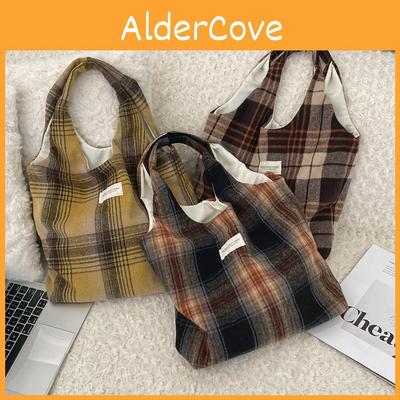 Trendy And Versatile Canvas Checkered Shoulder Bag Perfect For School And Daily Use