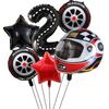 6PCS Motor Helmet Balloon Wheel Tire Racing Balloons Birthday Decor Boys Race Car Dirt Bike Motorcross Hot Wheel Party Supplies
