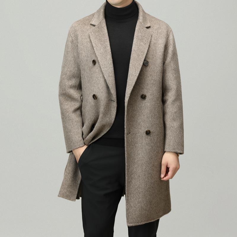 Men's Premium Double-Faced Wool Coat - Mid-Length, Autum/Winter Business Casual 100% Wool Overcoat